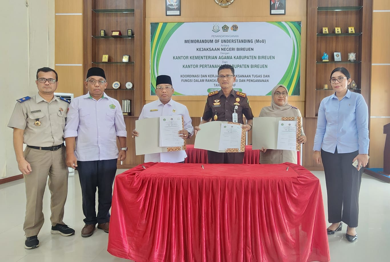 Kemenag Bireuen Perpanjang MoU dengan Kejaksaan dan BPN, Kebut Sertifikasi 5.047 Tanah Wakaf