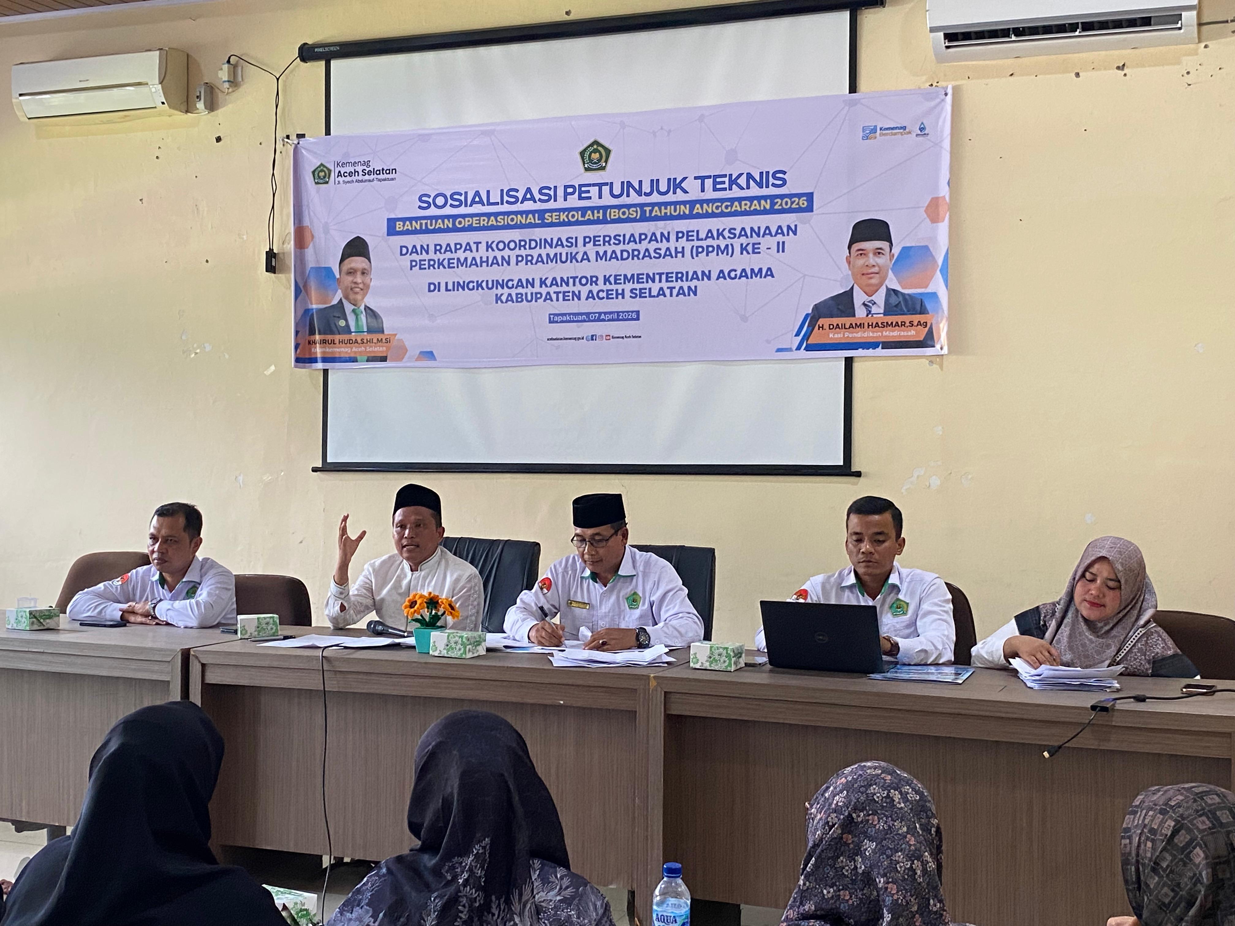 Perkuat Tata Kelola Dana Pendidikan, Kemenag Aceh Selatan Sosialisasikan Juknis BOP RA dan BOS Madrasah 2026