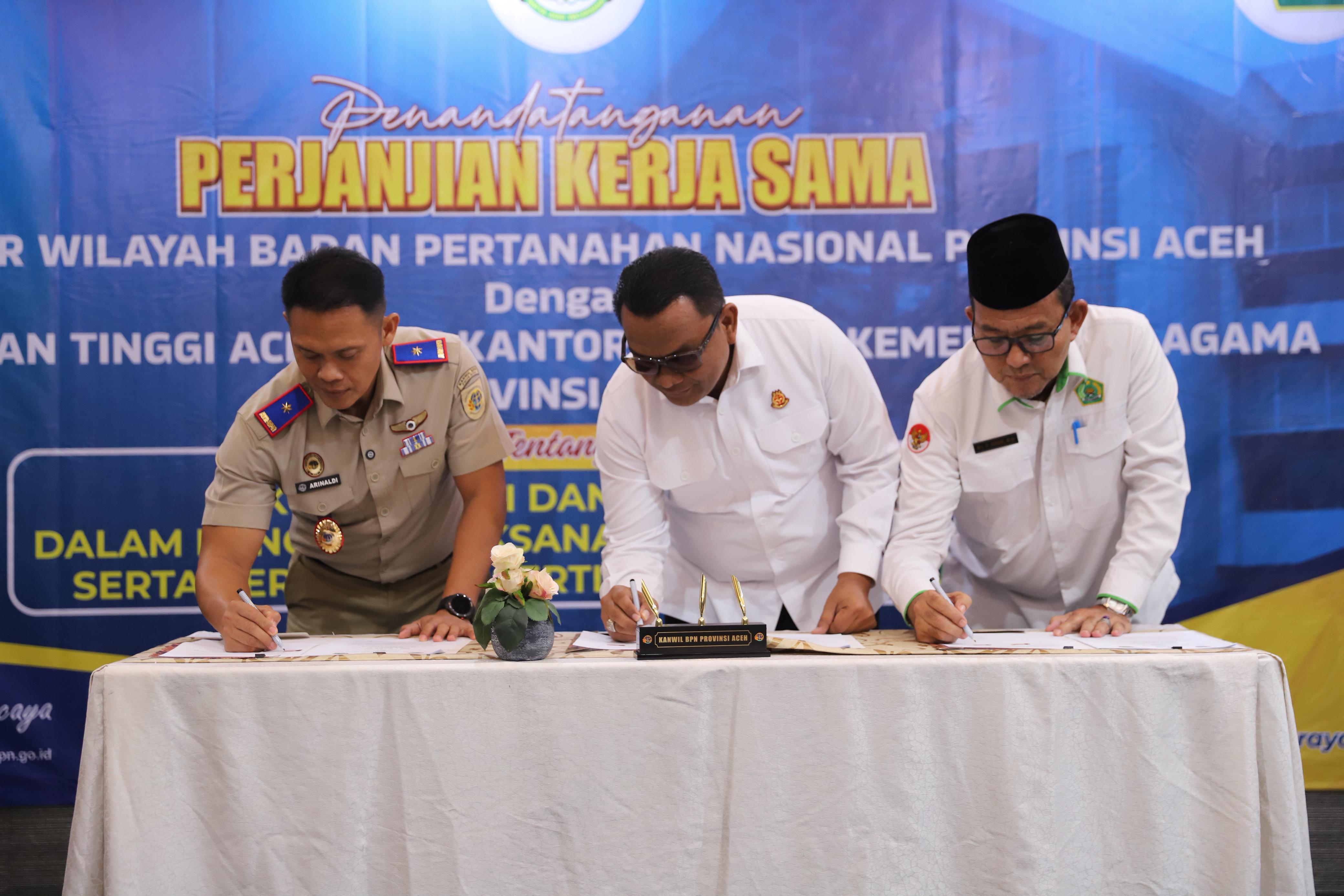 Sinergi Tiga Lembaga Percepat Sertifikasi Wakaf di Aceh