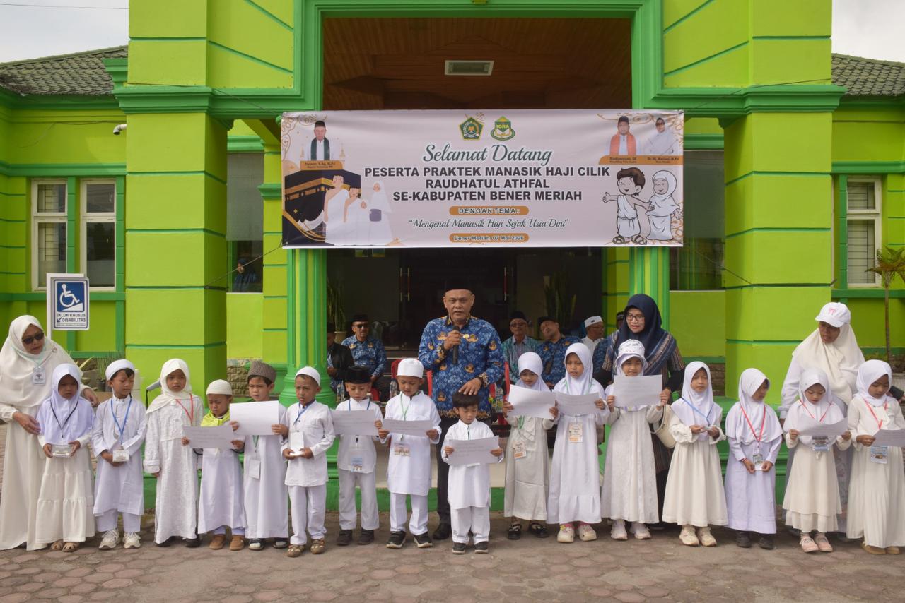 Kemenag Bener Meriah Gelar Manasik Haji Anak RA, Ratusan Murid Tampil Berbusana Ihram