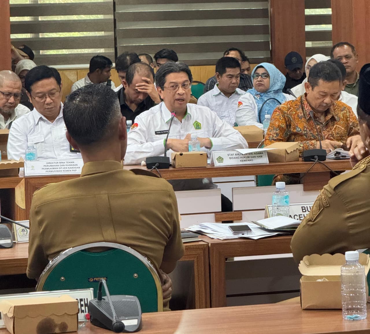 Staf Ahli Menag, Kakanwil Kemenag dan Mitra Rakor dan Evaluasi Percepatan Rehab dan Rekon Pascabencana