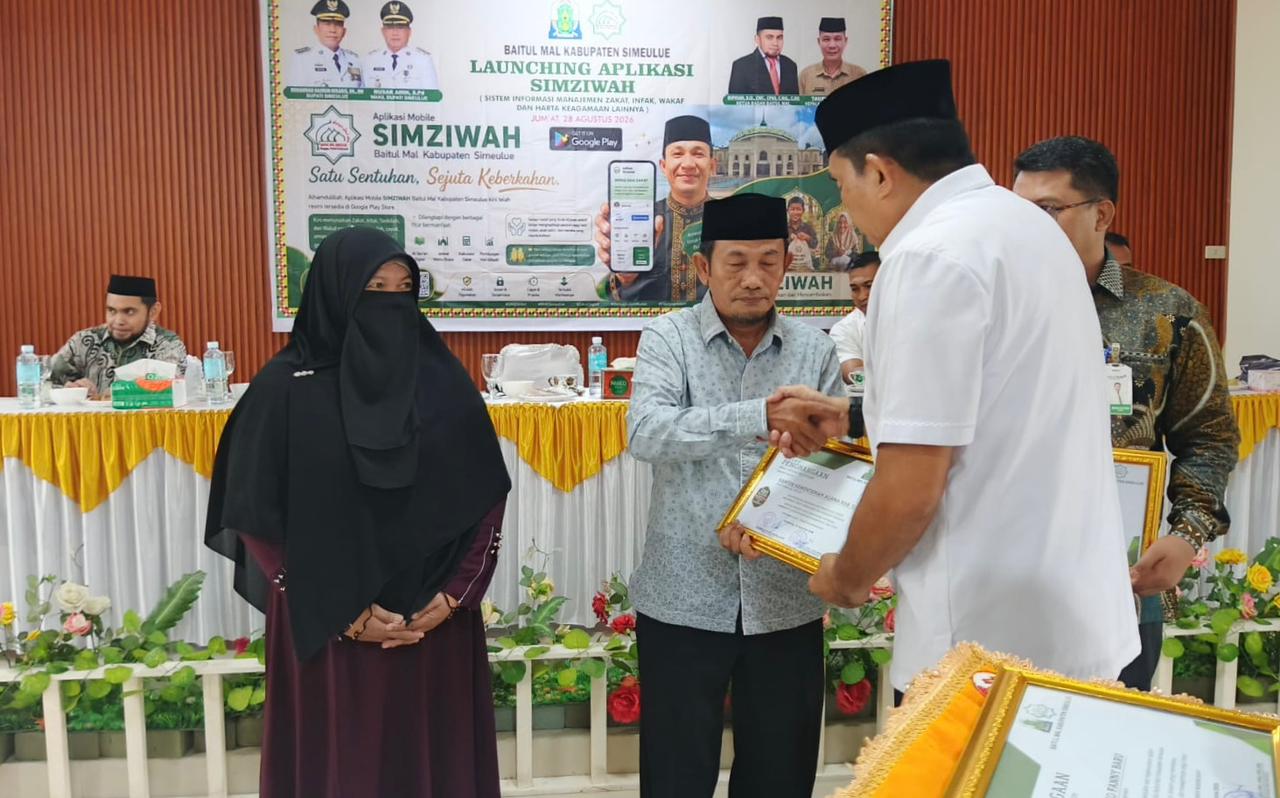 Kemenag Simeulue Raih Penghargaan dari Baitul Mal sebagai Instansi Vertikal Taat Zakat