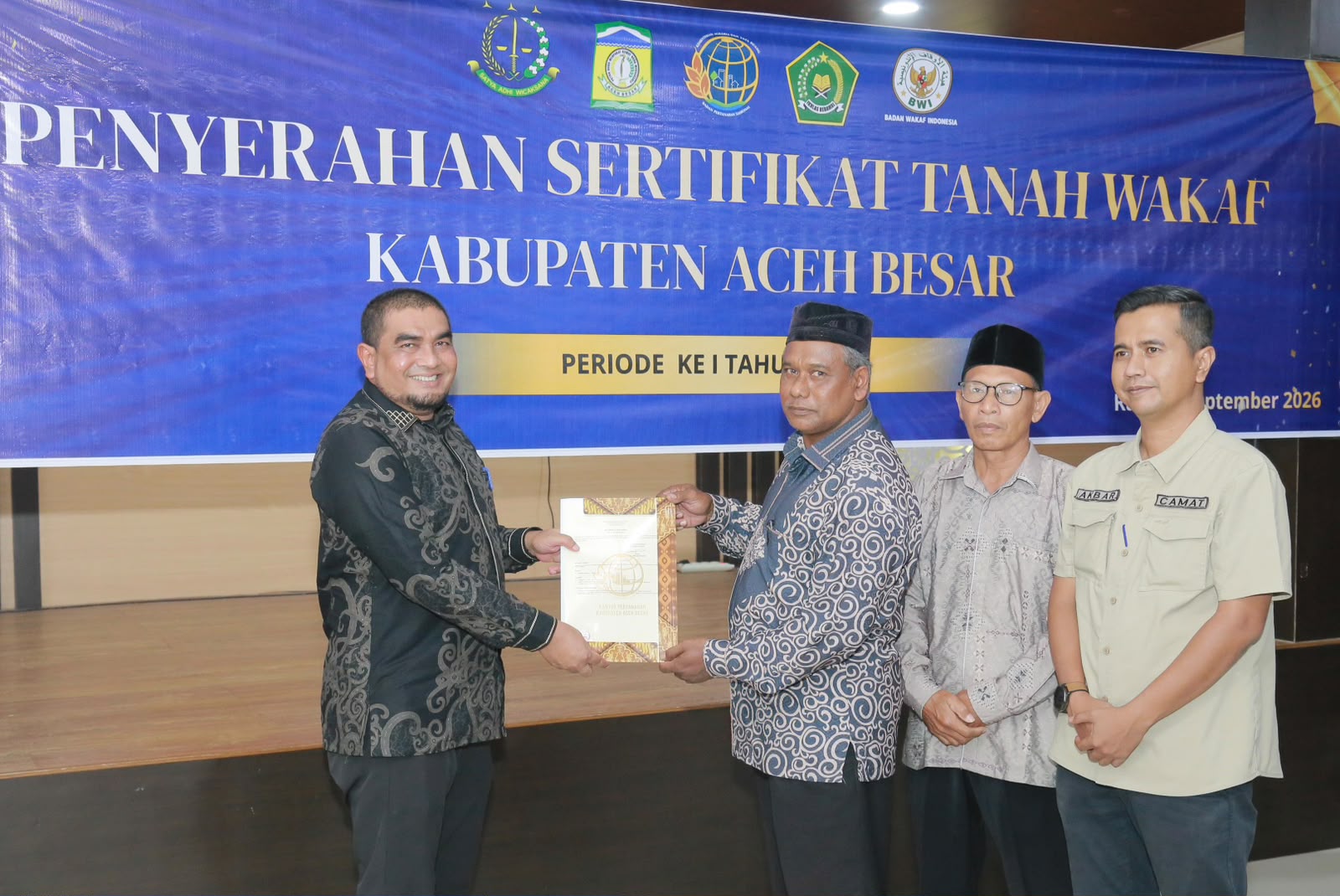 20 Nazir Terima Sertifikat Tanah Wakaf, Kemenag Aceh Besar: Wajib Produktif