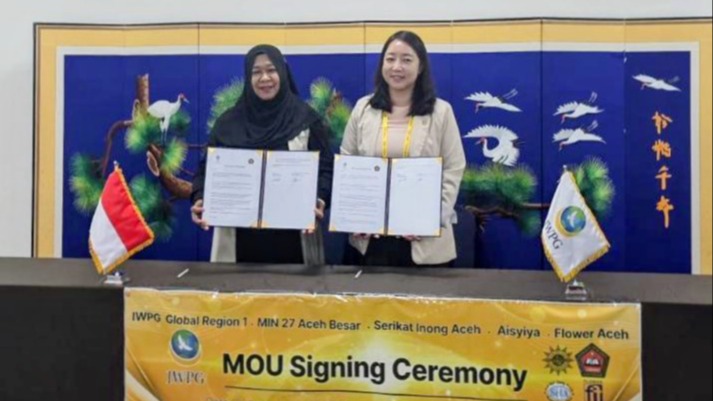 MIN 27 Aceh Besar Torehkan Sejarah di Korea, Teken MOU Pendidikan Perdamaian dengan IWPG