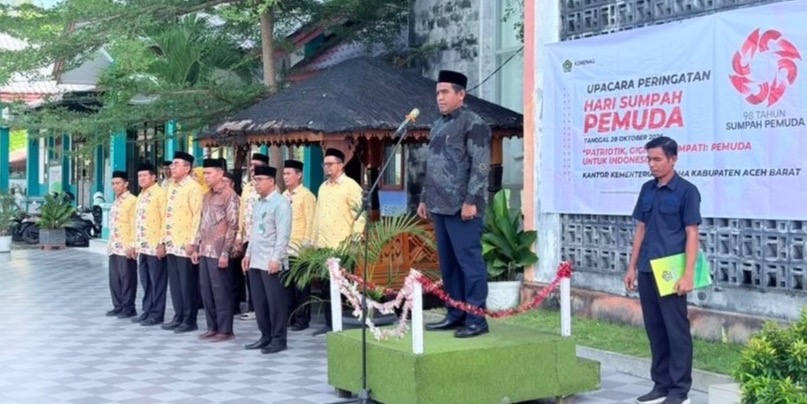 Kemenag Aceh Barat Gelar Upacara Sumpah Pemuda, Tarmidhi Bacakan Amanat Menpora