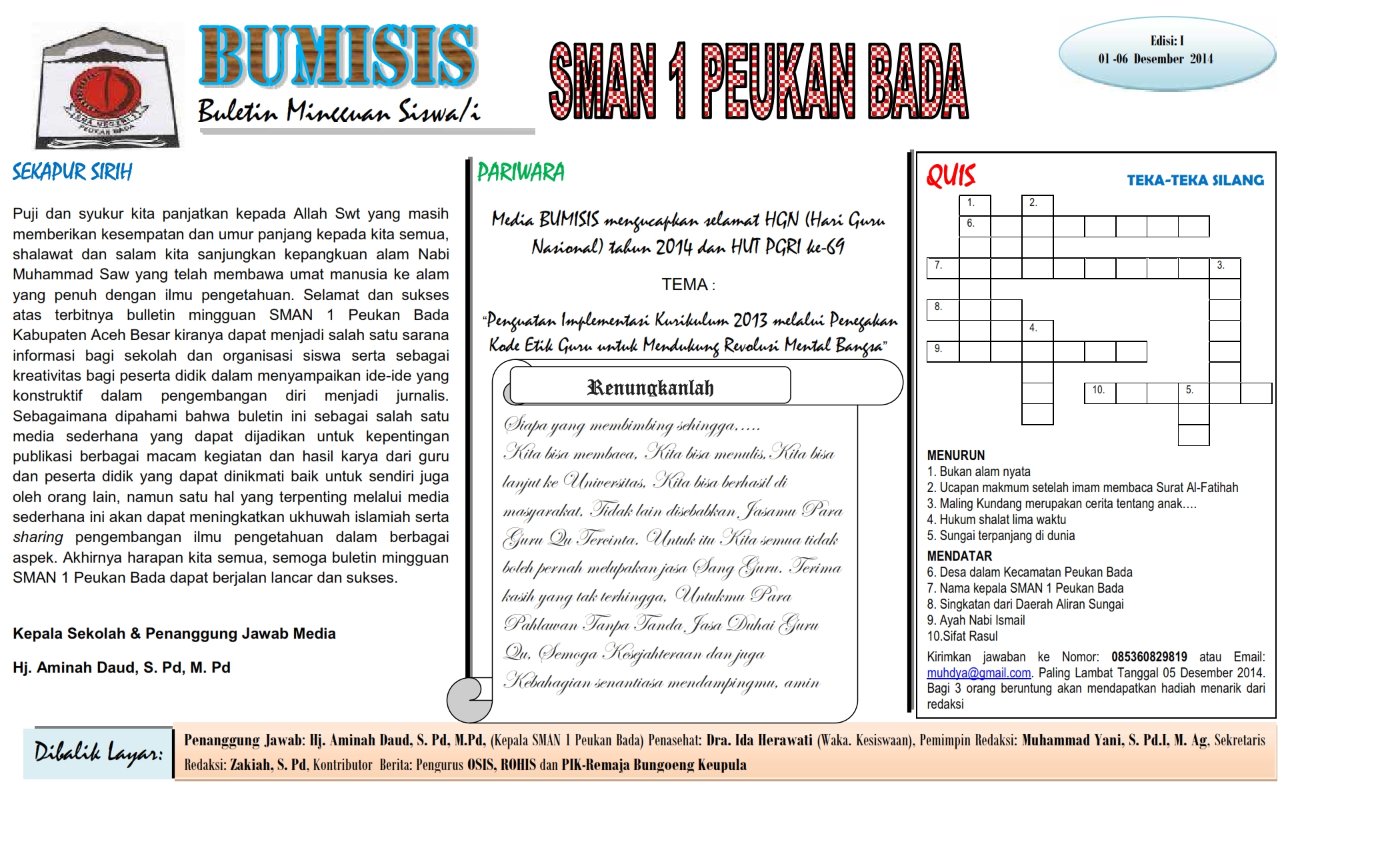 Terbit, Media BUMISIS SMAN 1 Peukan Bada