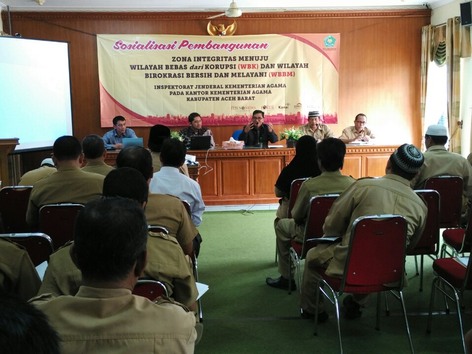 Sosialisasi ZI Bersama Tim Itjen di Kemenag Aceh Barat