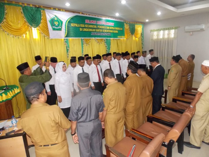 Kakankemenag Lantik 29 Pejabat di Lingkungan Kemenag Aceh Timur