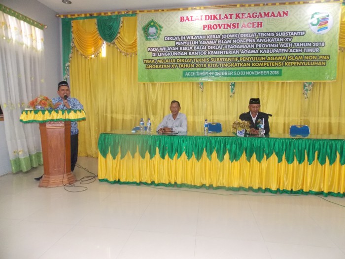 Kakankemenag Aceh Timur Buka DDWK Peyuluh Non PNS Substantif Peningkatan Kompetensi 