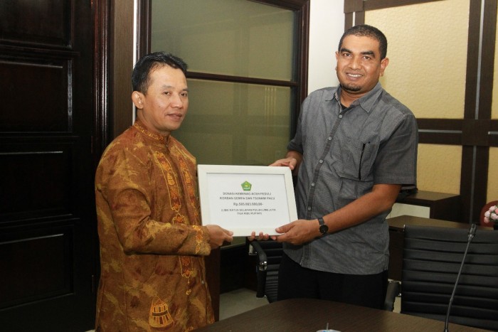 ASN Kemenag Aceh Salurkan  Bantuan Rp 585 Juta Untuk Korban Bencana Palu