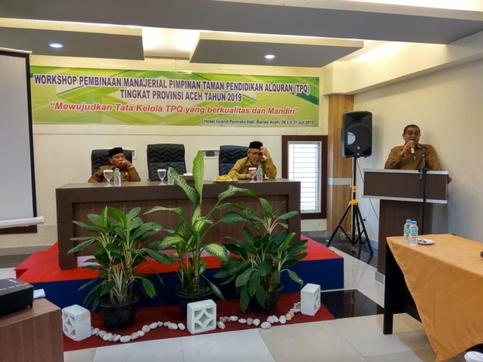 Kemenag Aceh Gelar Workshop Pembinaan Manajerial Pimpinan TPQ, Ini Harapannya