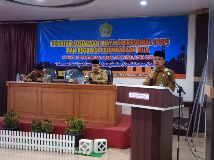 Wakili Kakanwil, Kabid Urais Buka Sosialisasi BOP dan Regulasi KUA