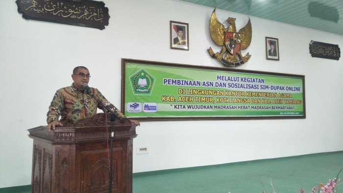 Di Aceh Timur Kanwil Kemenag Aceh Sosialisasi Sim- Dupak Online.