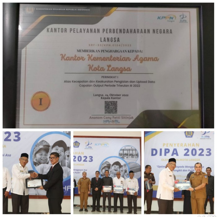 Triwulan III, Kankemenag Kota Langsa Raih Peringkat 1 Capaian Output Pengelolaan Keuangan